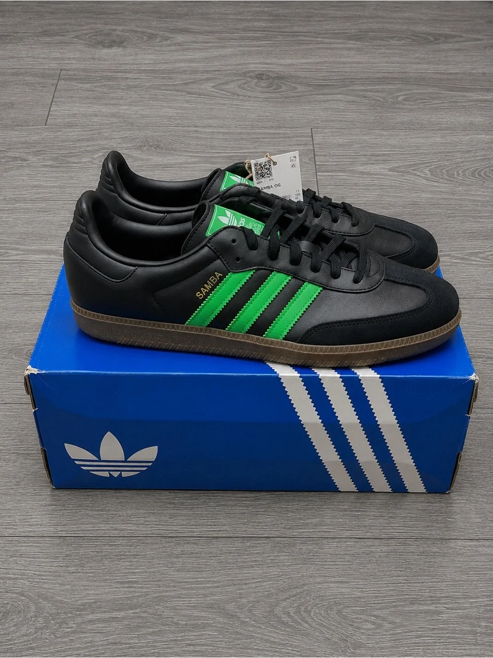 Adidas Samba OG Black Screaming Neon Green JR0911 Men’s sz 11.5